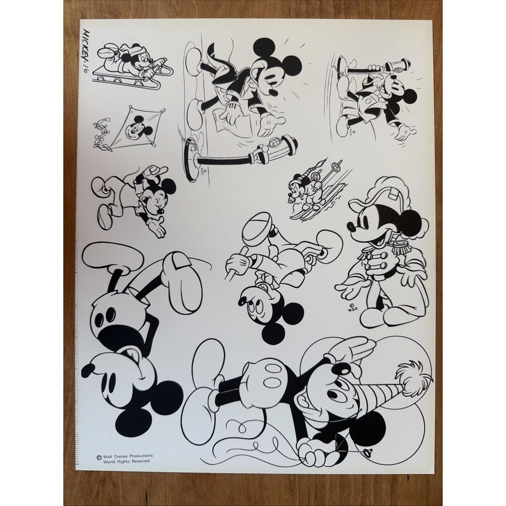 Vintage Disney Mickey Mouse Photographic 1st Gen Numbered Model Sheet Park Used